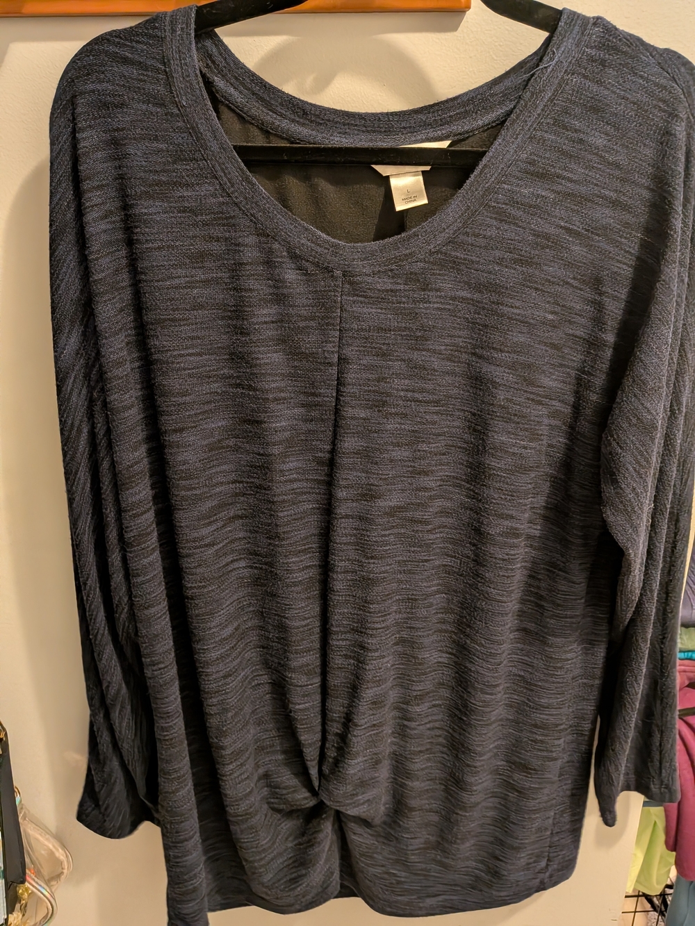Christopher & Banks Navy Twist-Front Knit Top